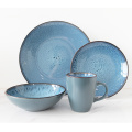 16PC Reactive Glazed Blue Dinner Sets